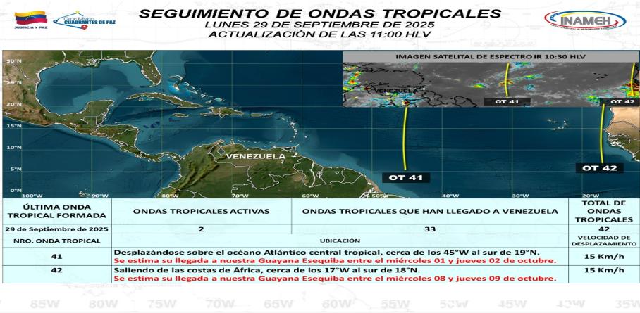 INAMEH: NUBOSIDAD Y LLUVIAS EN GRAN PARTE DEL PAÍS ESTE 29 DE SEPTIEMBRE