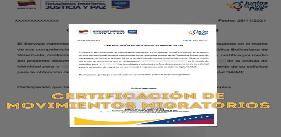SAIME INNOVA SUS SERVICIOS CON LA EMISIÓN DIGITAL DEL CERTIFICADO DE MOVIMIENTOS MIGRATORIOS