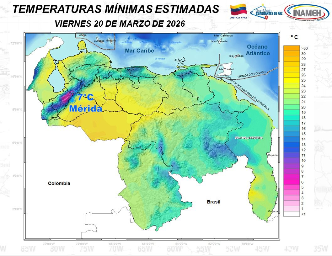 INAMEH REPORTA BUEN TIEMPO Y PRECIPITACIONES DISPERSAS EN EL TERRITORIO NACIONAL