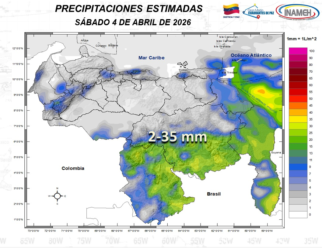 Imagen de INAMEH REPORTA INCREMENTO DE LLUVIAS PARA ESTE FIN DE SEMANA