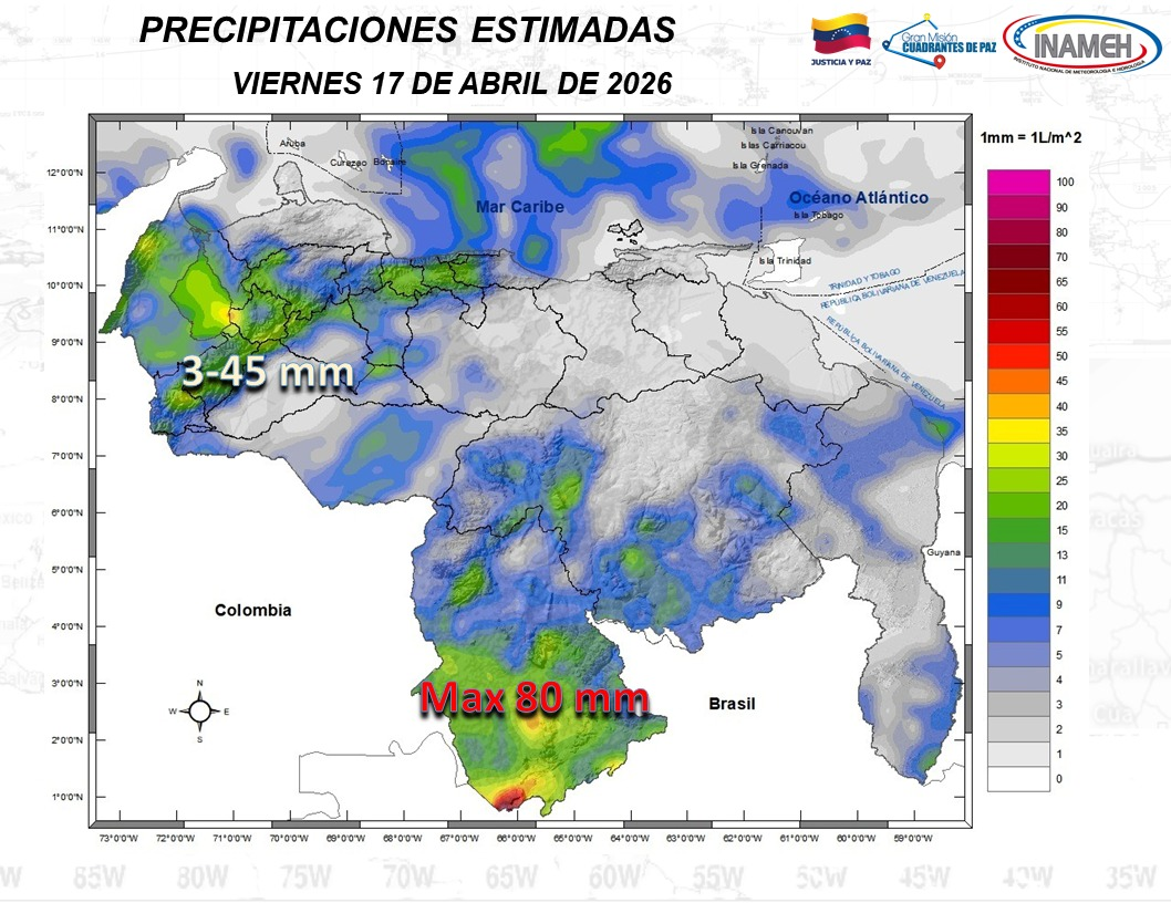 Imagen de JORNADA DE LLUVIAS Y CIELO NUBLADO PREDOMINARÁN EN GRAN PARTE DE VENEZUELA ESTE VIERNES