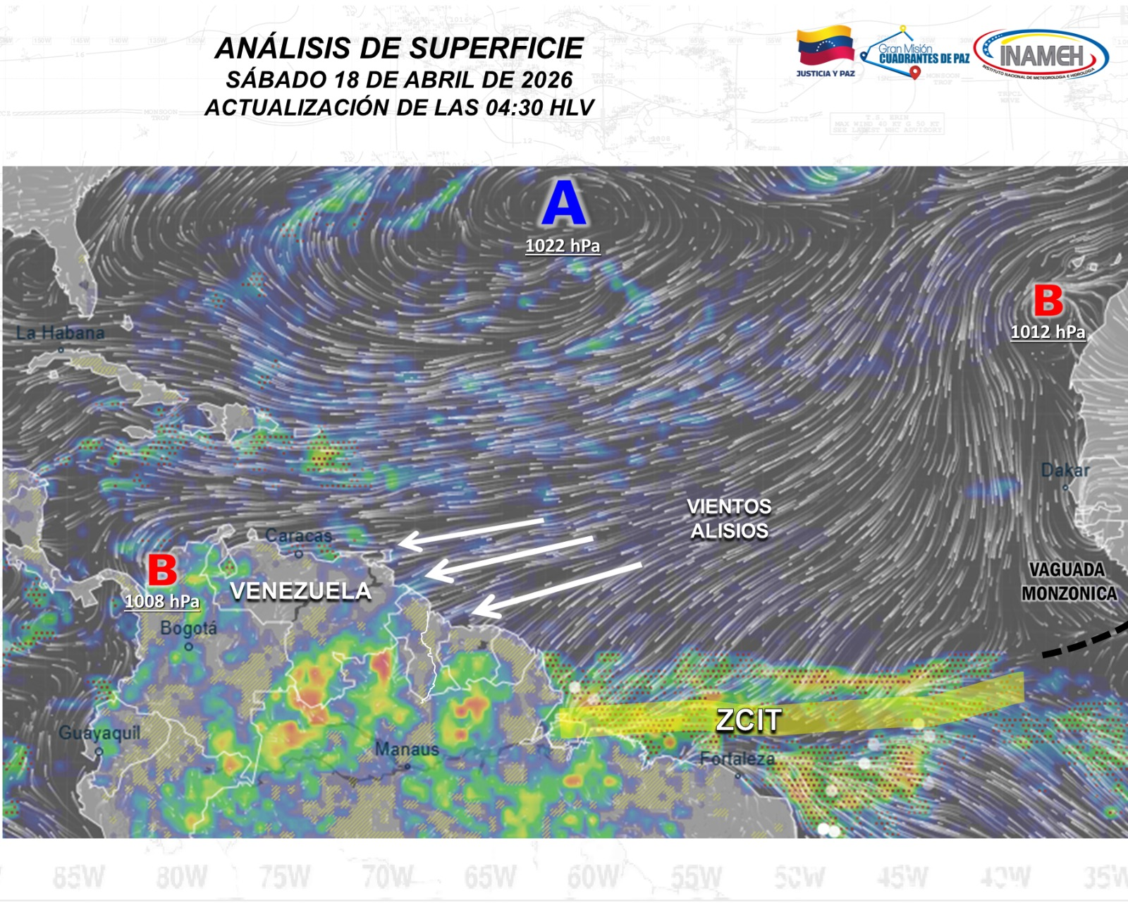 SE ESPERAN LLUVIAS DE INTENSIDAD VARIABLE EN GRAN PARTE DEL PAÍS DURANTE EL FIN DE SEMANA