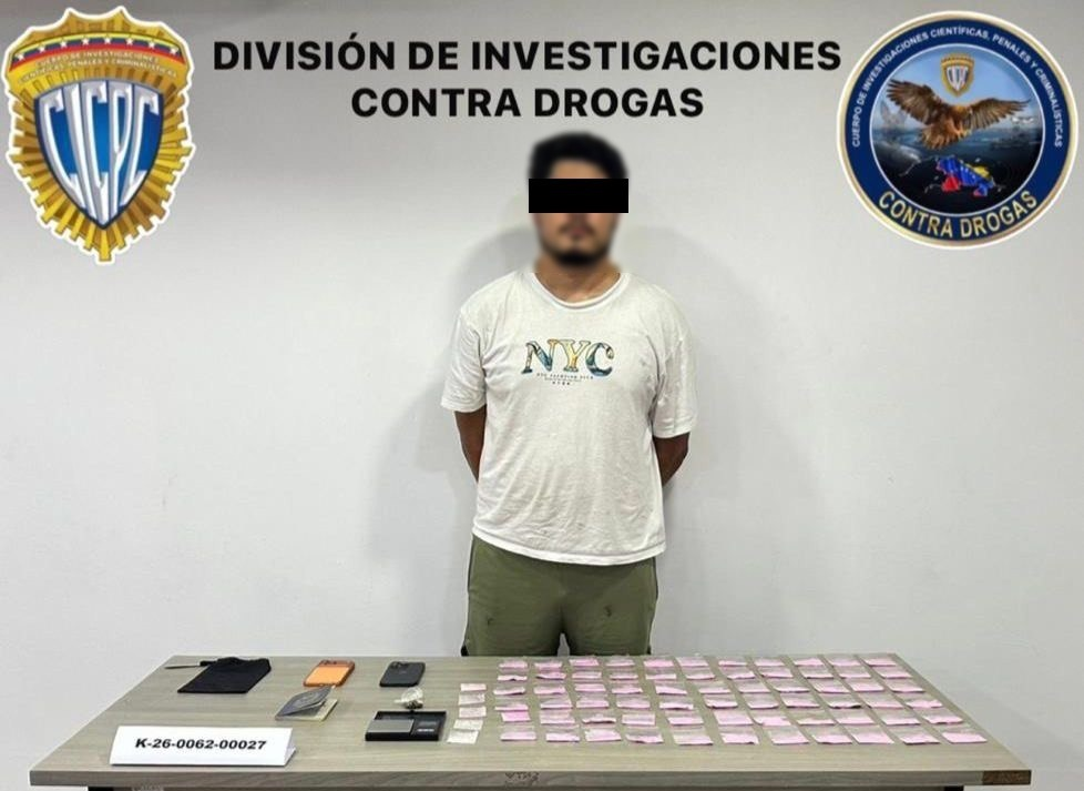 CICPC DESMANTELA CENTRO DE DISTRIBUCIÓN DE NARCÓTICOS Y APREHENDE A UN CIUDADANO EN NUEVA ESPARTA