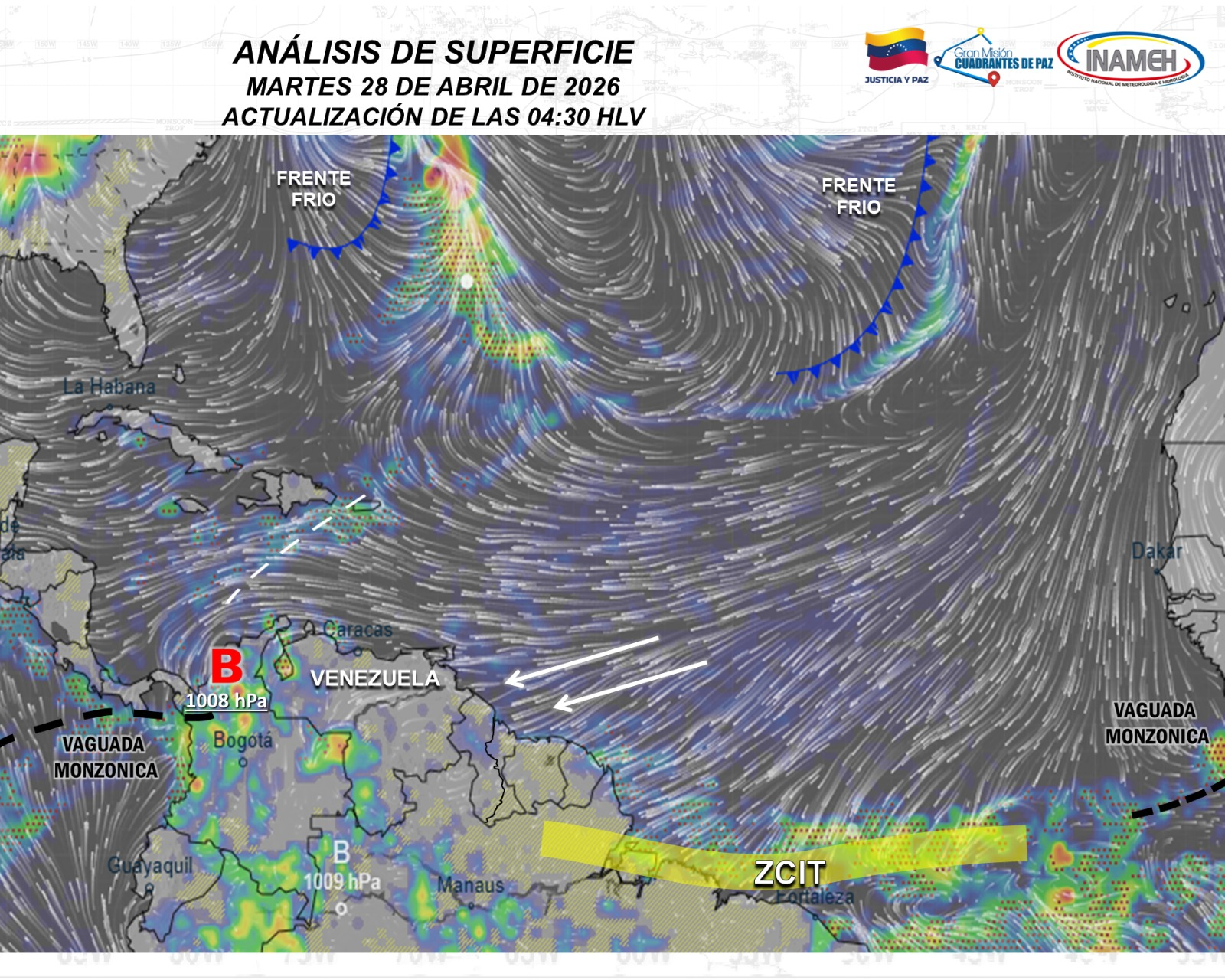 INAMEH INDICA LLUVIAS DE VARIADA INTENSIDAD EN GRAN PARTE DEL TERRITORIO NACIONAL