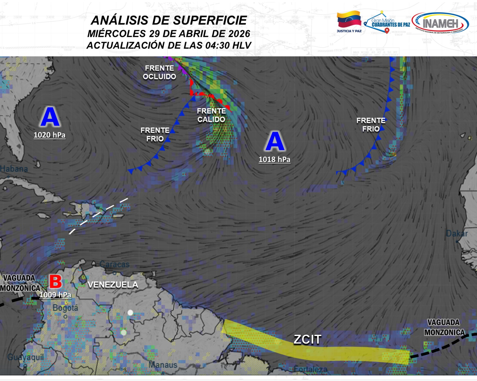 INAMEH PRONOSTICA NUBOSIDAD Y PRECIPITACIONES VARIABLE EN GRAN PARTE DEL TERRITORIO NACIONAL