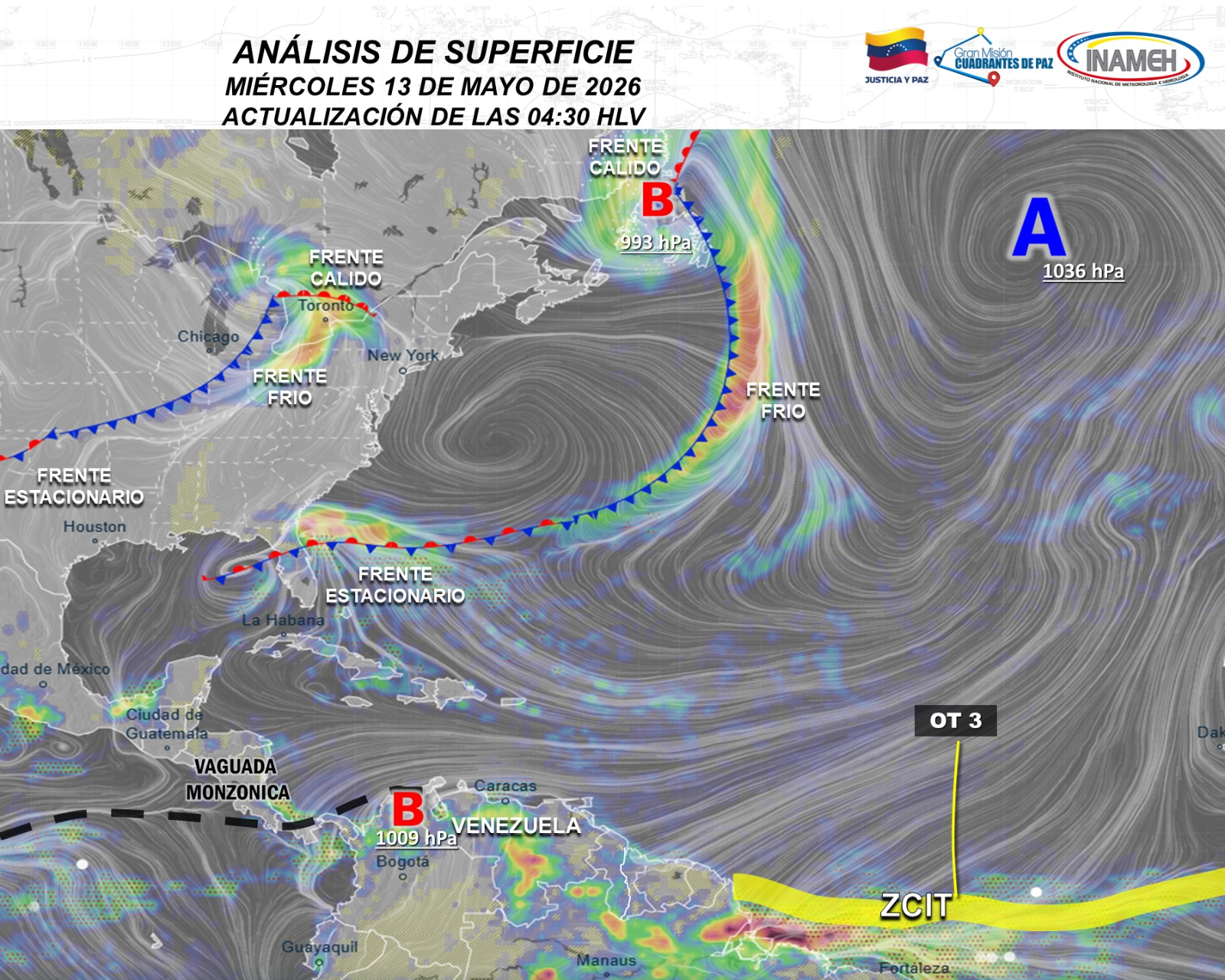 INAMEH REPORTA CONDICIONES DE INESTABILIDAD ATMOSFÉRICA Y SEGUIMIENTO DE LA ONDA TROPICAL N. 3