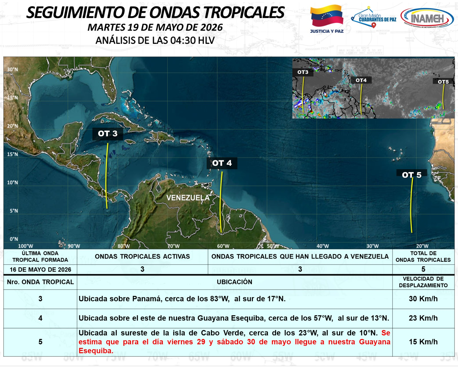 VENEZUELA SE PREVÉN NUBOSIDAD Y LLUVIAS EN GRAN PARTE DEL PAÍS