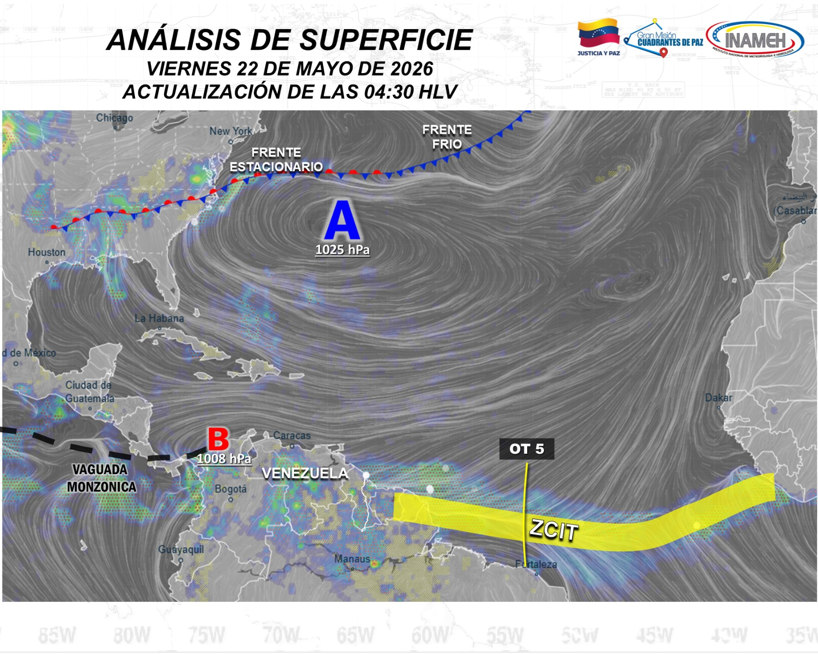 INAMEH REPORTA CONDICIONES DE NUBOSIDAD PARCIAL CON PRECIPITACIONES DE INTENSIDAD VARIABLE  EN GRAN PARTE DEL PAÍS