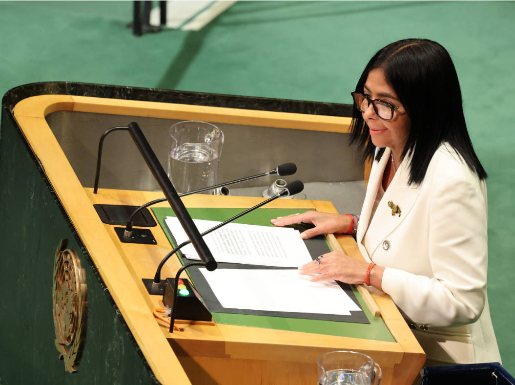 PRESIDENTA DELCY RODRÍGUEZ ABOGA ANTE LA ONU POR LA COOPERACIÓN ENERGÉTICA Y LA LUCHA CONTRA EL CRIMEN TRASNACIONAL